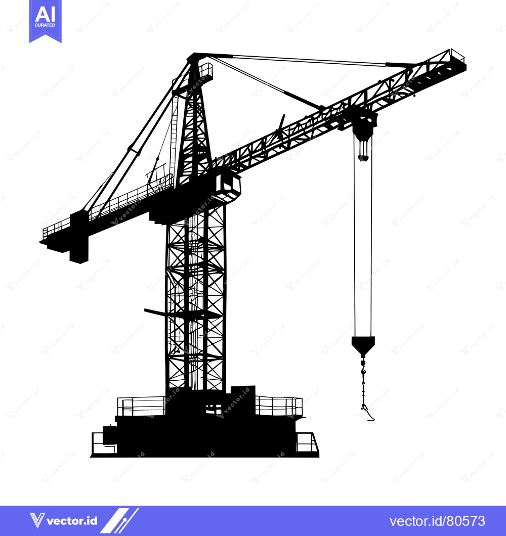 Premium Vector dari Silhouette of a Tower Crane with Suspended Hook
