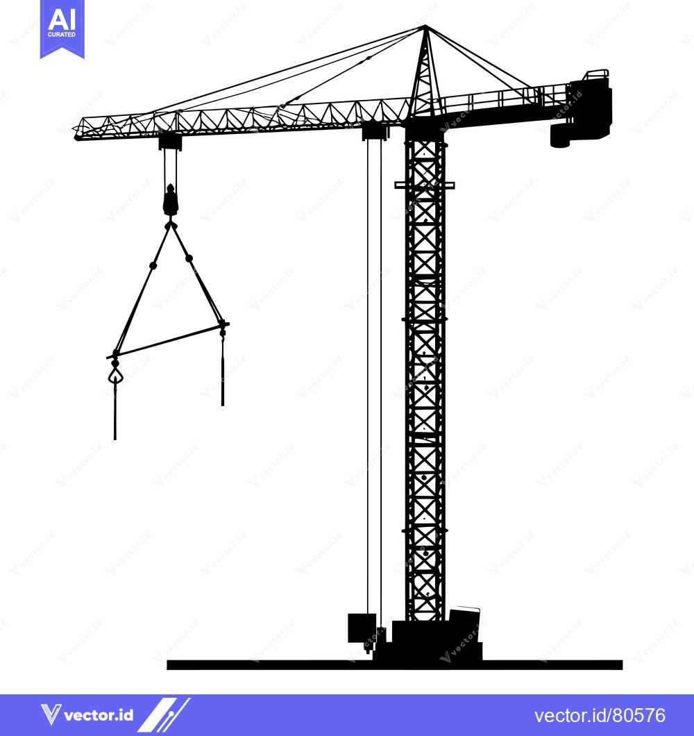 Premium Vector of Black and white silhouette of a construction crane