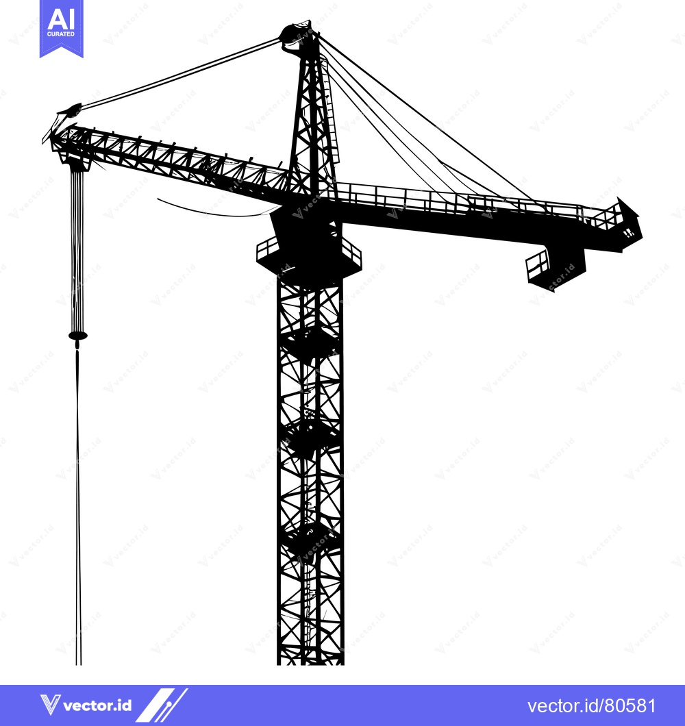 Premium Vector dari Silhouette of a Construction Crane with Cable