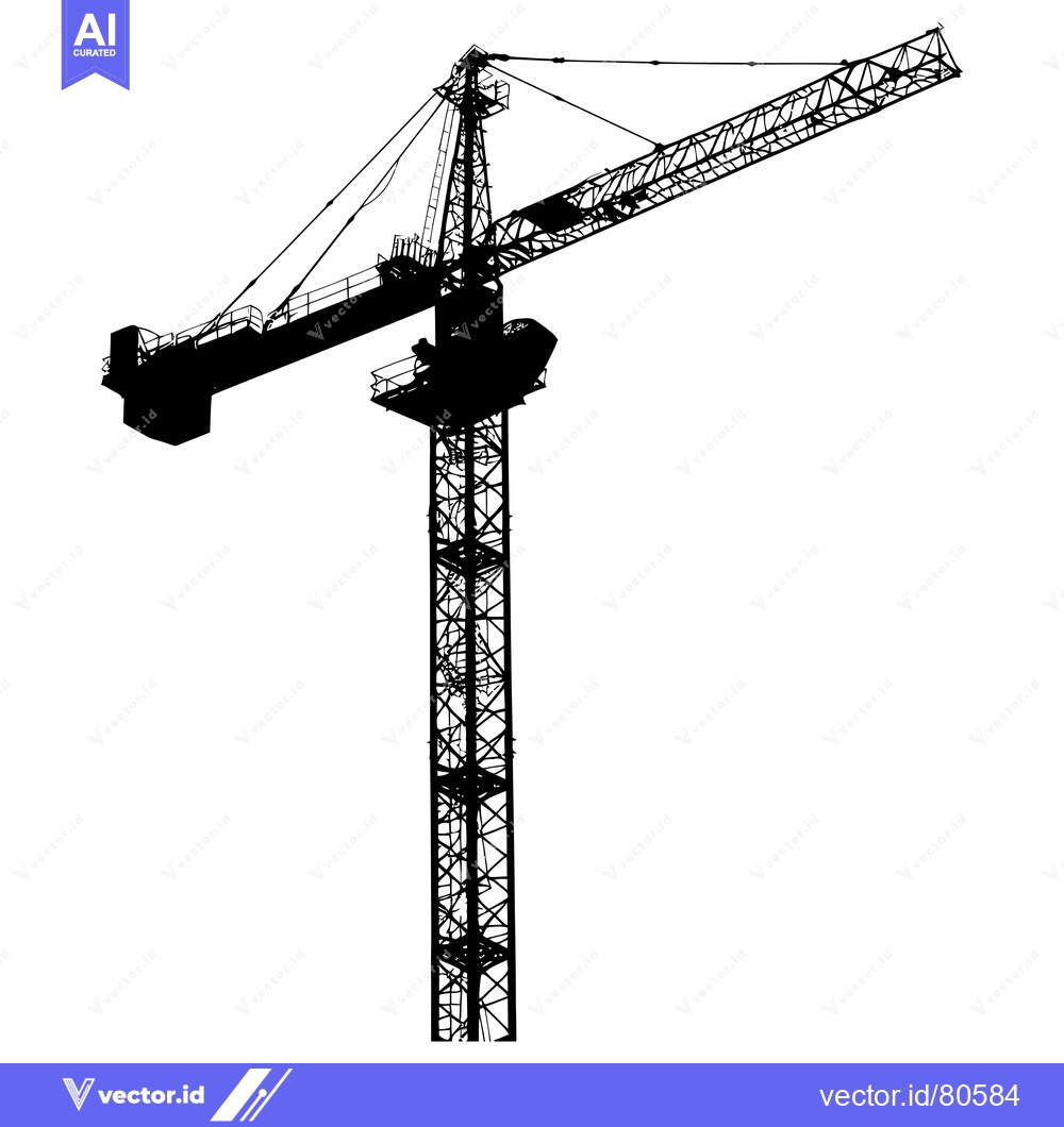 Premium Vector dari A Silhouette of a Tower Crane Against a White Background
