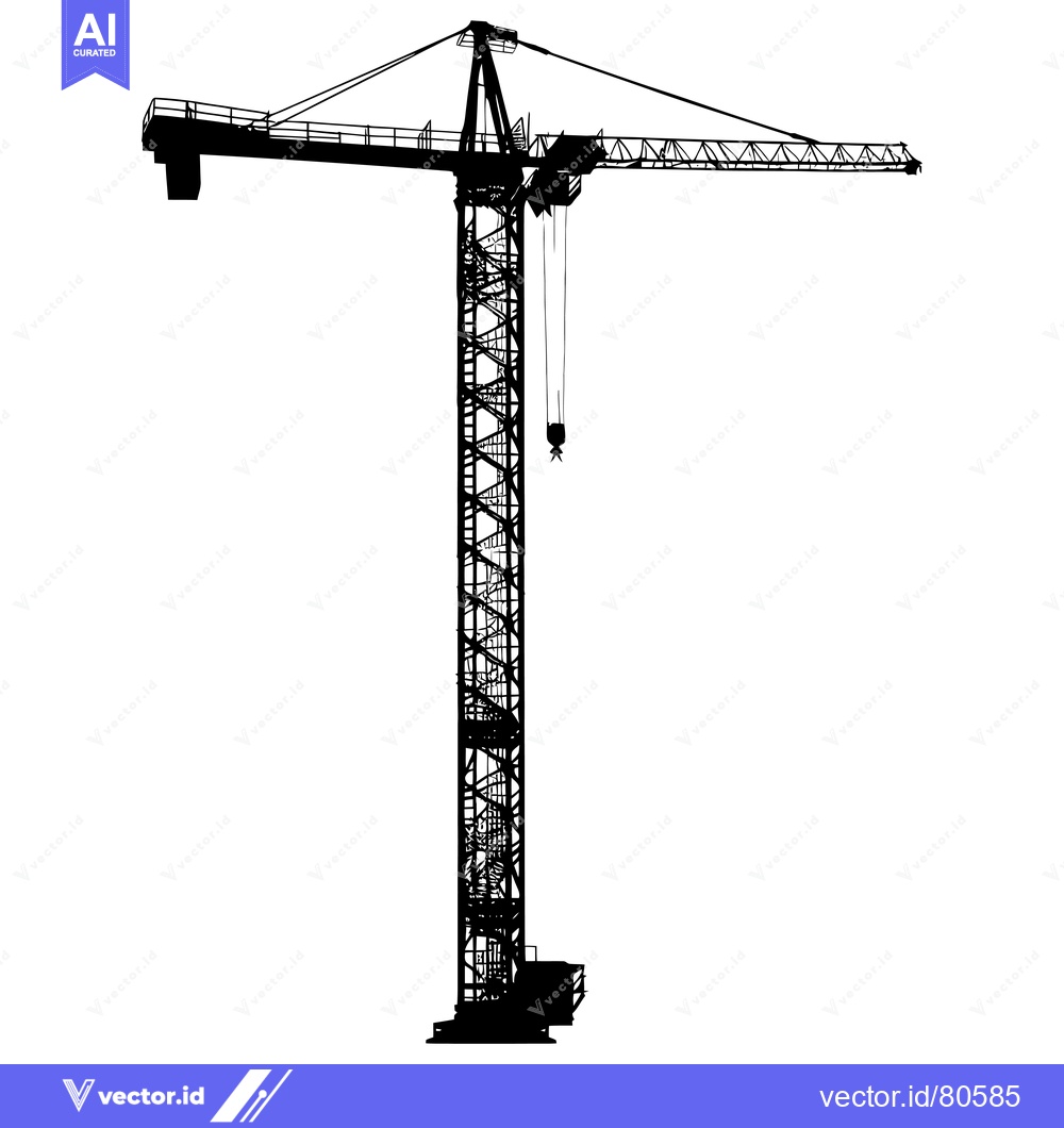 Premium Vector dari Silhouette of a Construction Crane with Boom Extended