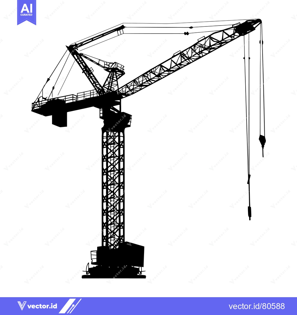 Premium Vector of Silhouette of a Construction Crane with Cables