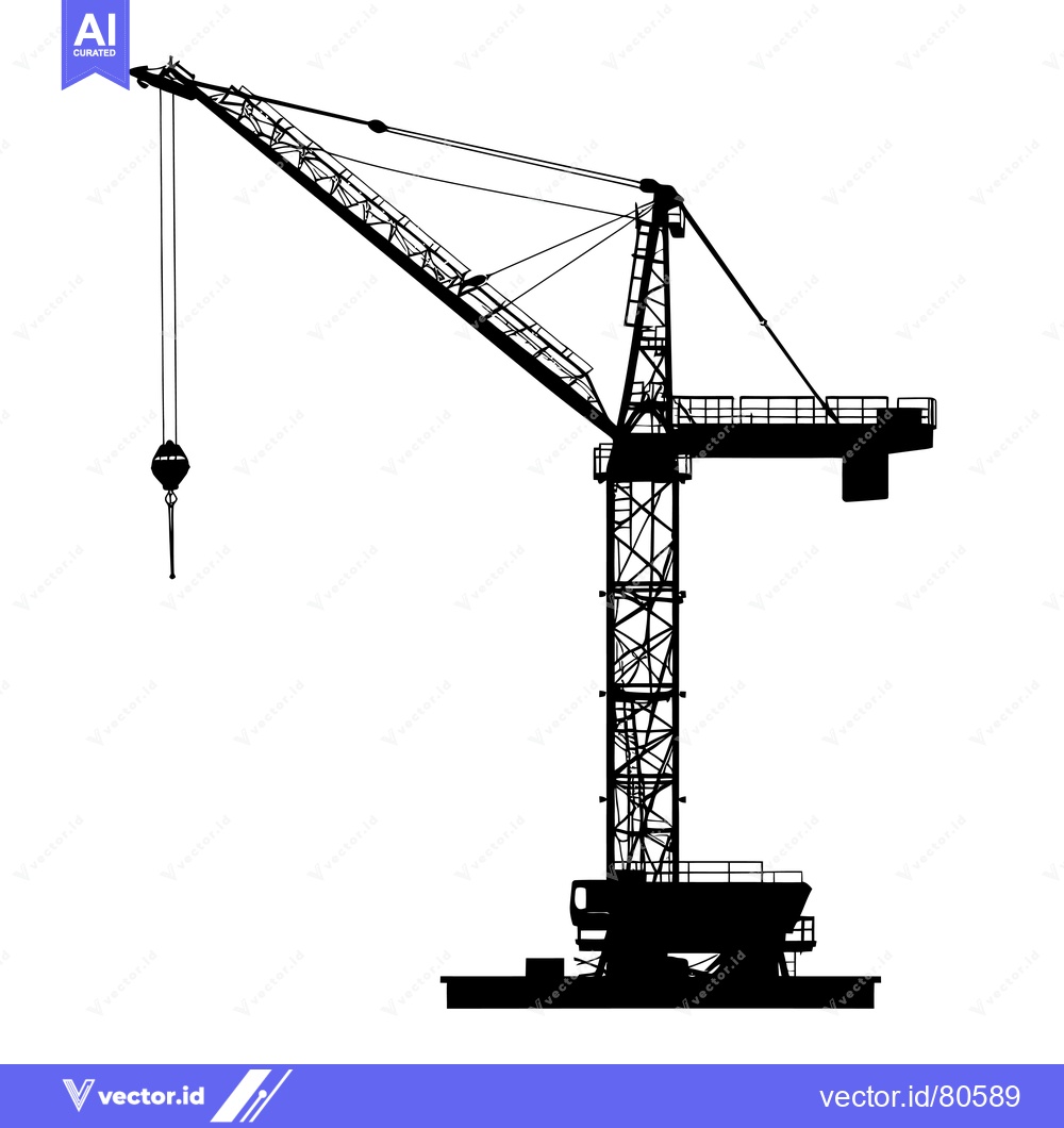 Premium Vector dari Black and White Silhouette of a Construction Crane