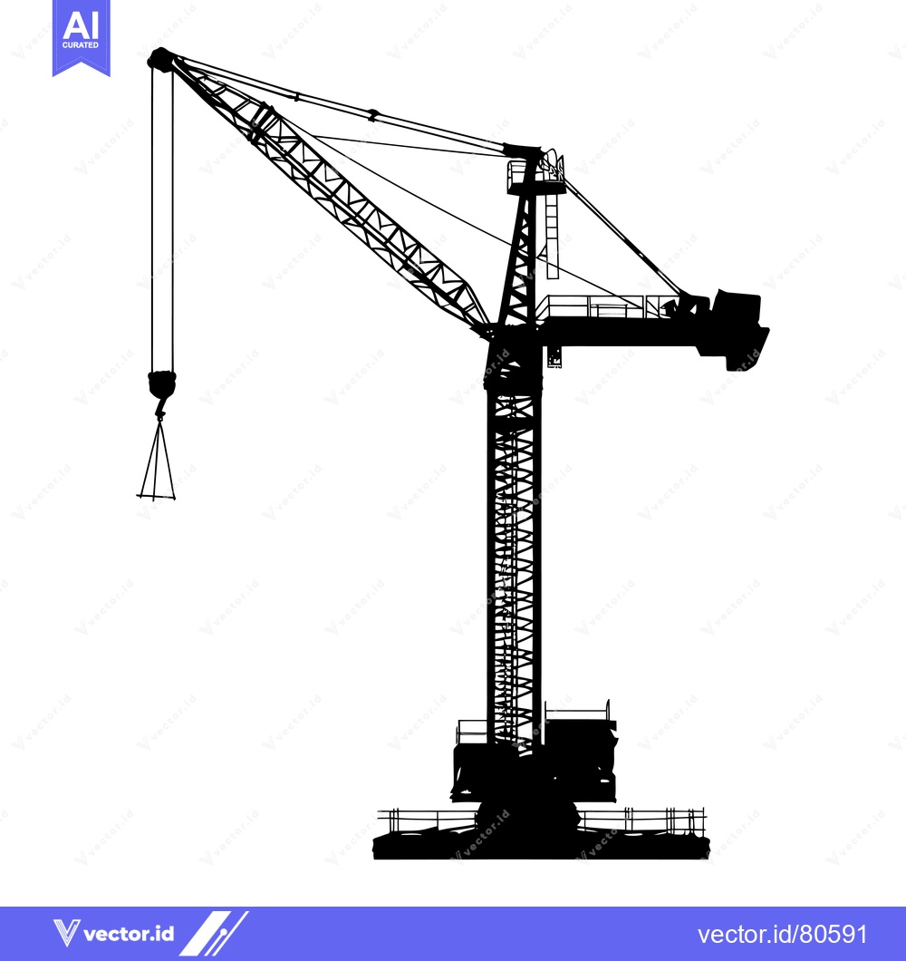 Premium Vector of Silhouette of a Construction Crane with a Hook