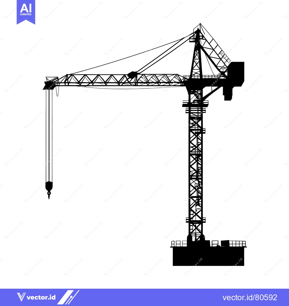 Premium Vector dari Black Silhouette of a Construction Crane with Hook