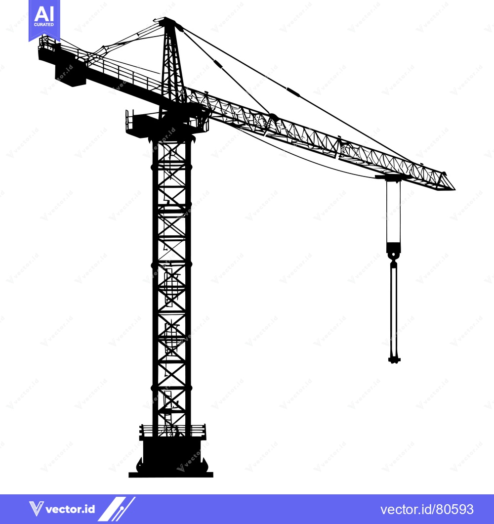 Premium Vector dari Black and White Silhouette of a Construction Crane