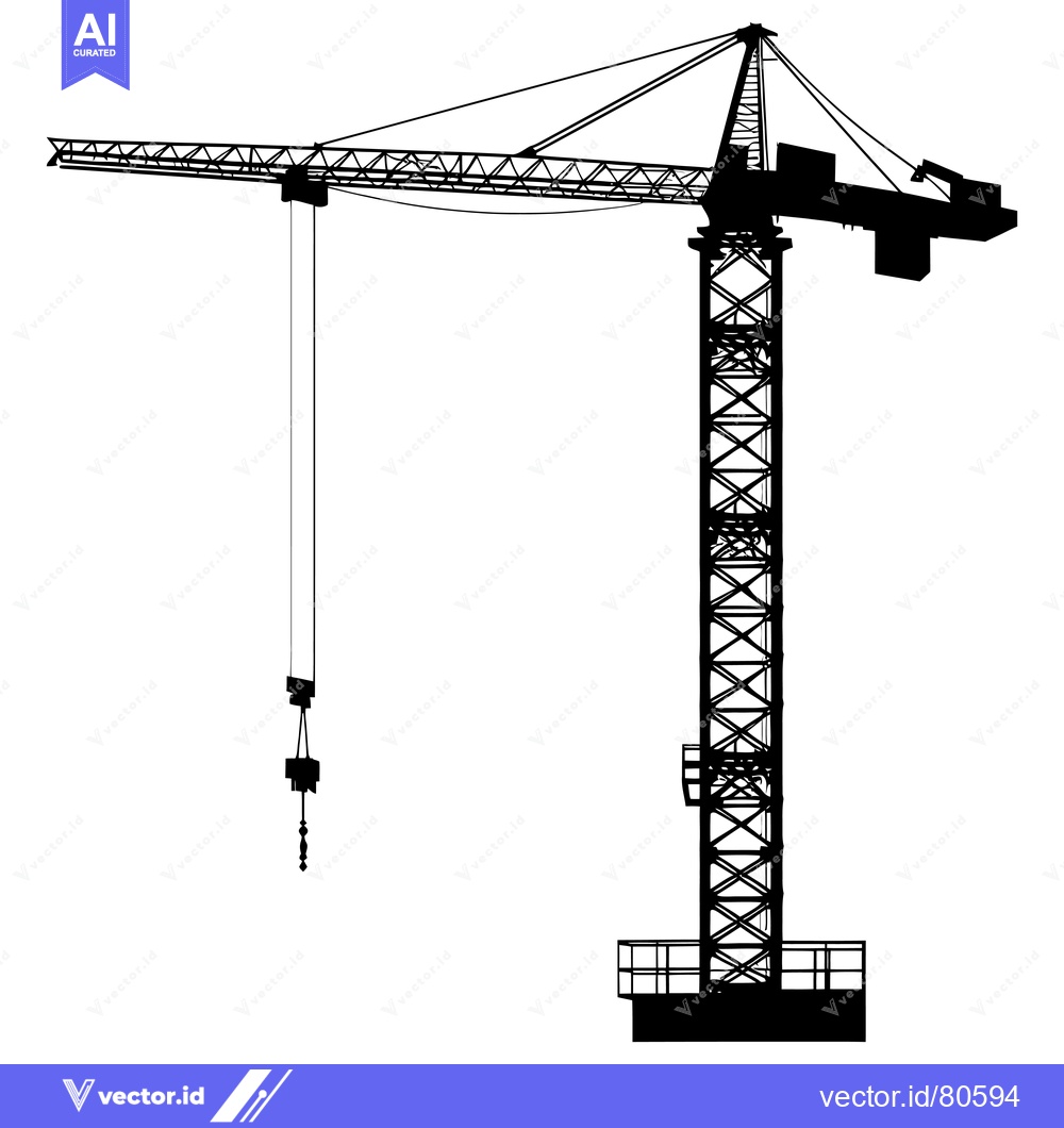 Premium Vector dari Black and White Silhouette of a Construction Crane