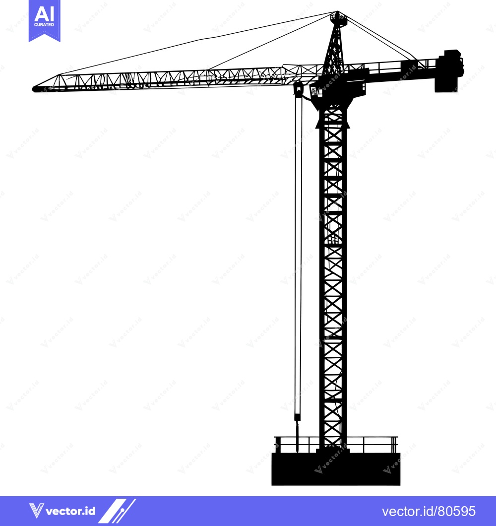 Premium Vector of Silhouette of a Construction Crane with Extended Boom