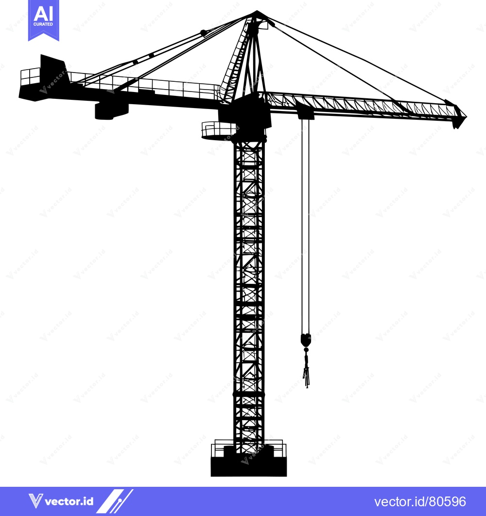 Premium Vector dari Silhouette of a Construction Crane with a Hook and Cable