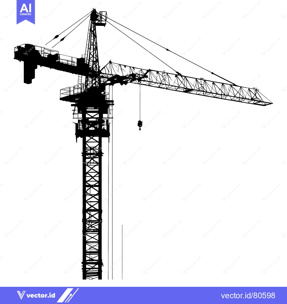 Premium Vector of Silhouette of a Construction Crane with Extended Boom