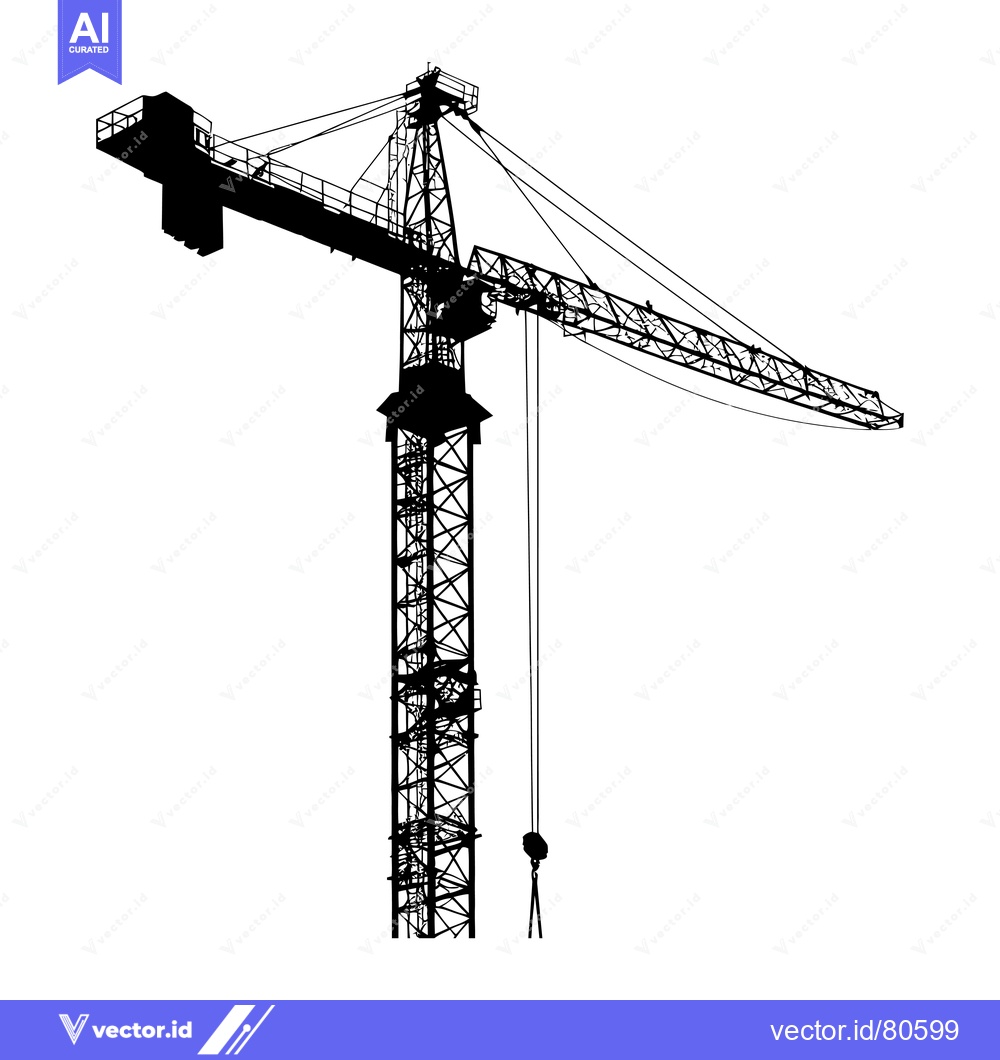 Premium Vector of Silhouette of a Construction Crane with a Hook
