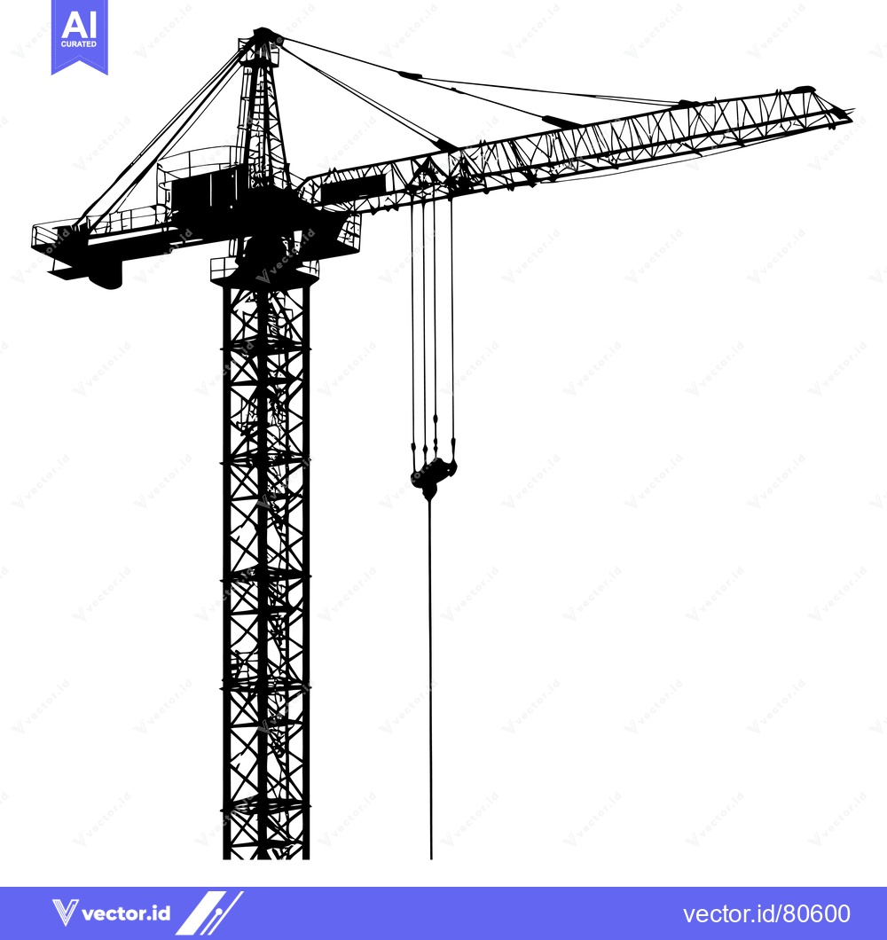 Premium Vector dari Silhouette of a Construction Crane with Boom Extended