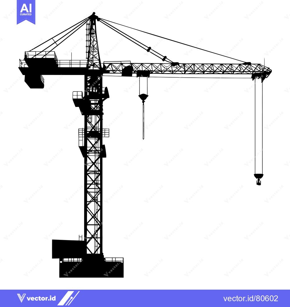 Premium Vector of Silhouette of a Construction Crane with a Hook