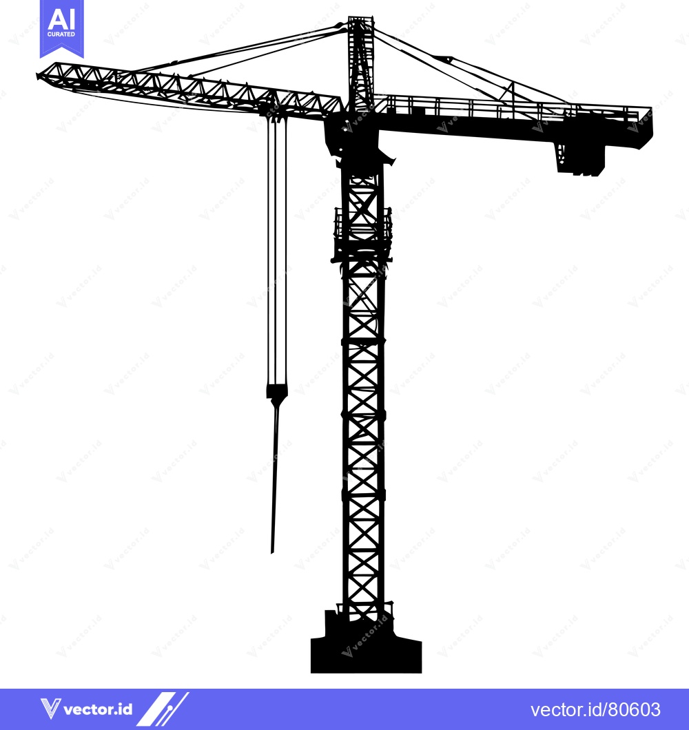 Premium Vector of Black and White Silhouette of a Construction Crane