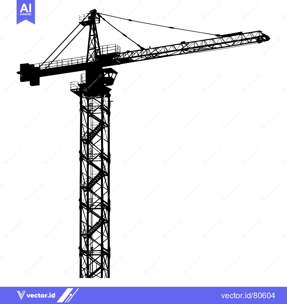 Premium Vector of Black and White Silhouette of a Construction Crane