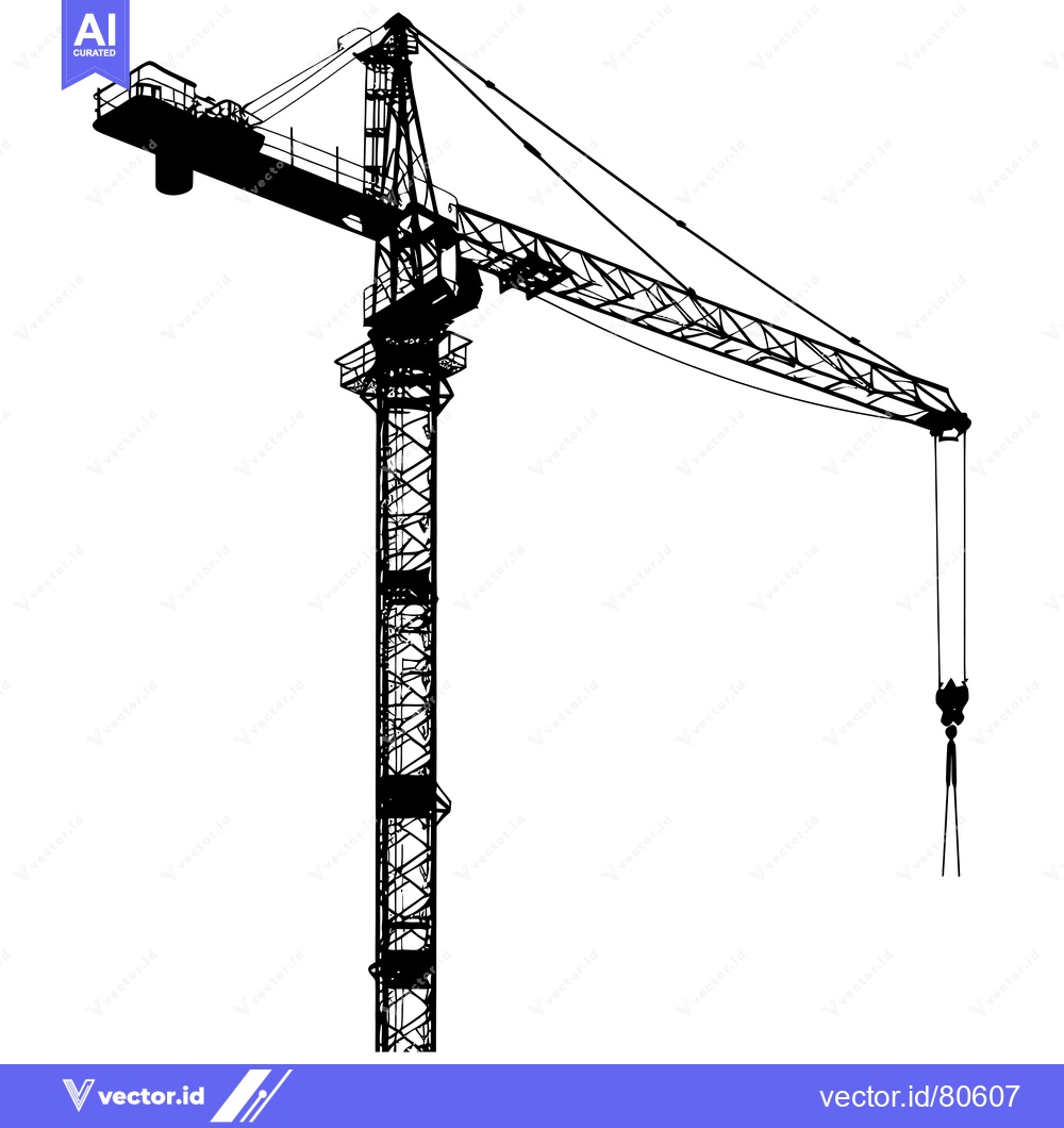 Premium Vector dari Silhouette of a Construction Crane with a Hook