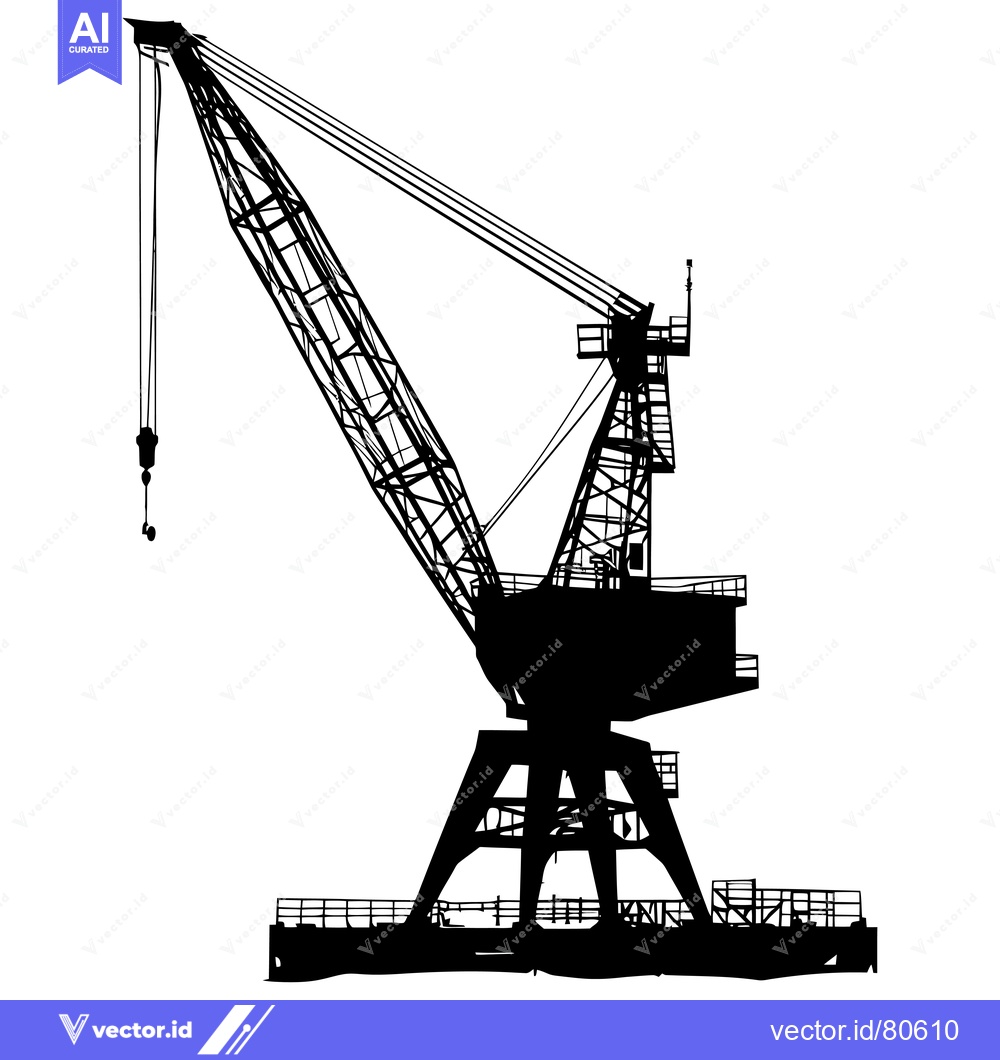 Premium Vector dari Silhouette of a Large Industrial Crane with a Hook