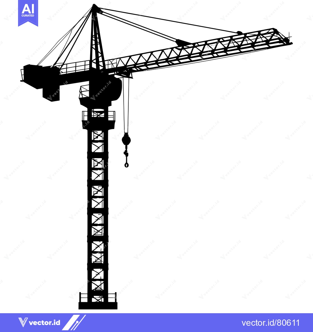 Premium Vector dari Black and white silhouette of a construction crane
