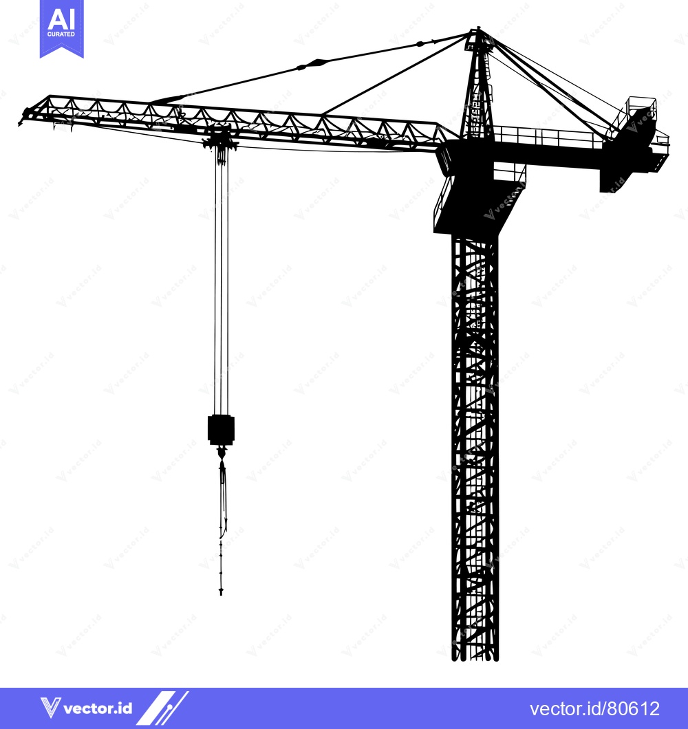 Premium Vector dari Black and White Silhouette of a Construction Crane