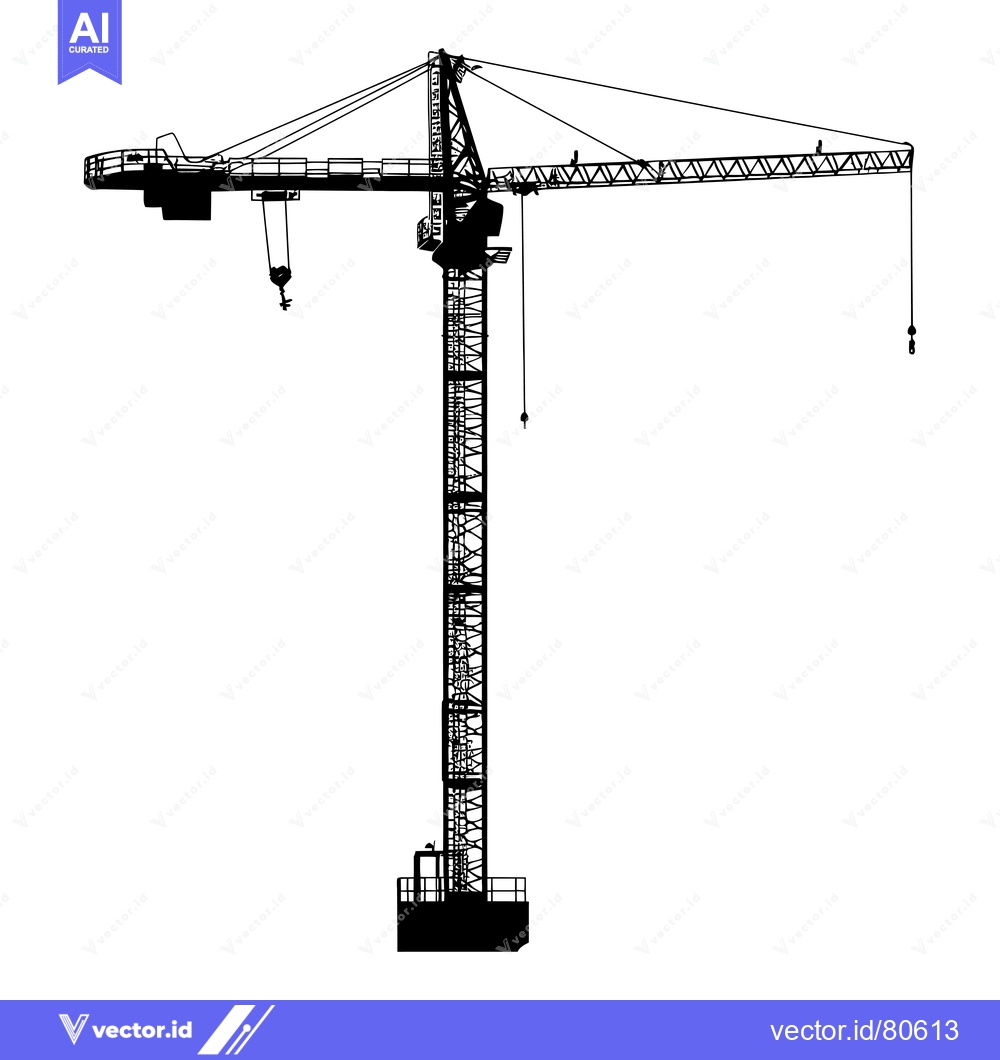 Premium Vector dari Silhouette of a Construction Crane with Boom Extended