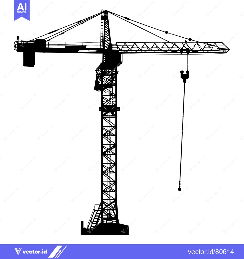 Premium Vector dari Black and White Silhouette of a Construction Crane
