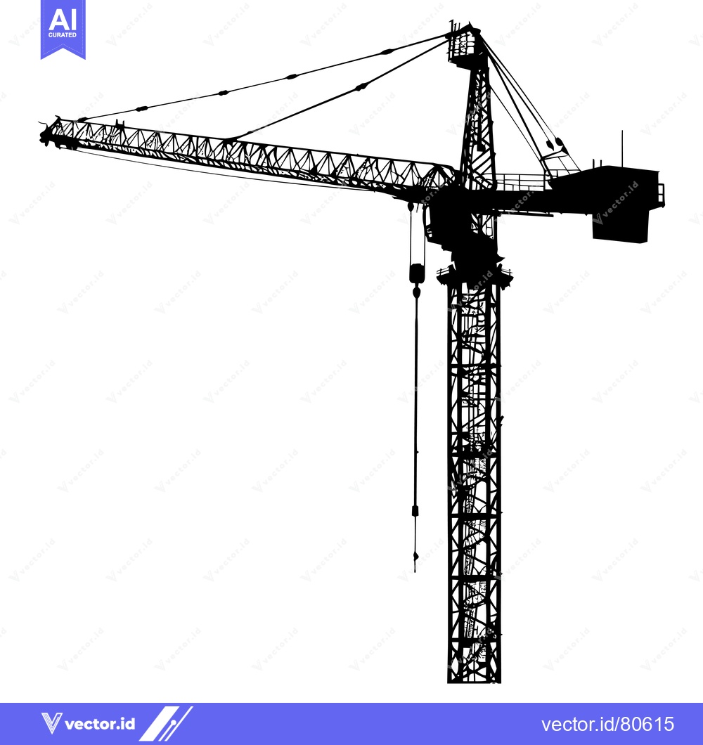 Premium Vector of Silhouette of a Construction Crane with a White Background
