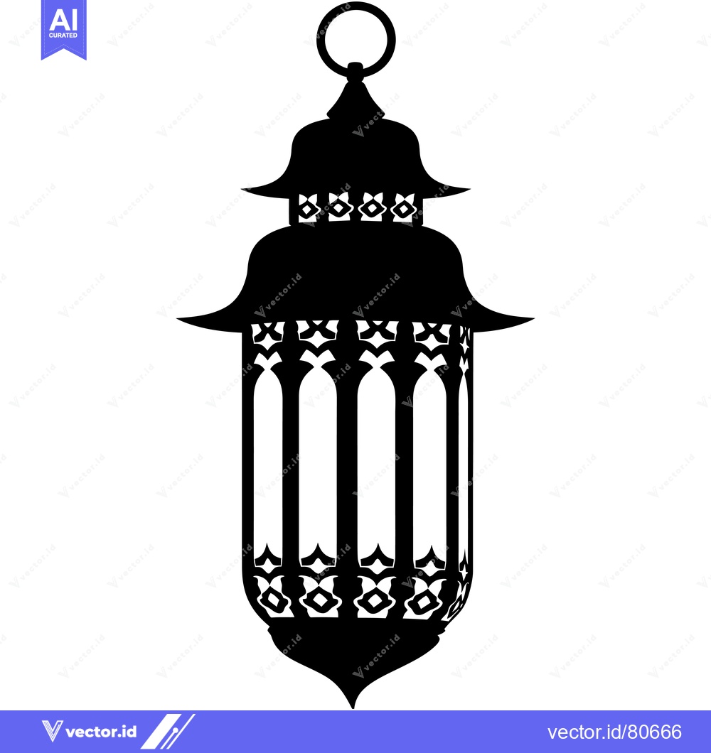 Premium Vector of Ornate Black Silhouette of a Hanging Lantern