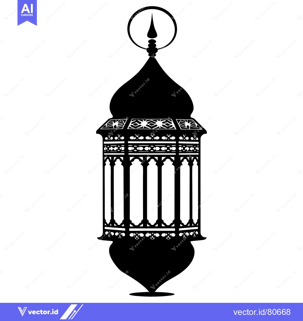 Premium Vector dari Ornate Black Silhouette of a Traditional Middle Eastern Lantern