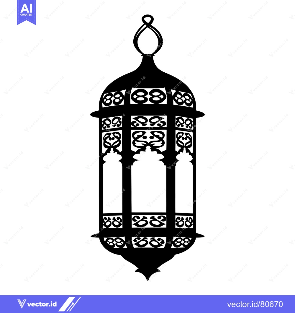 Premium Vector dari Ornate Black and White Hanging Lantern with Intricate Designs