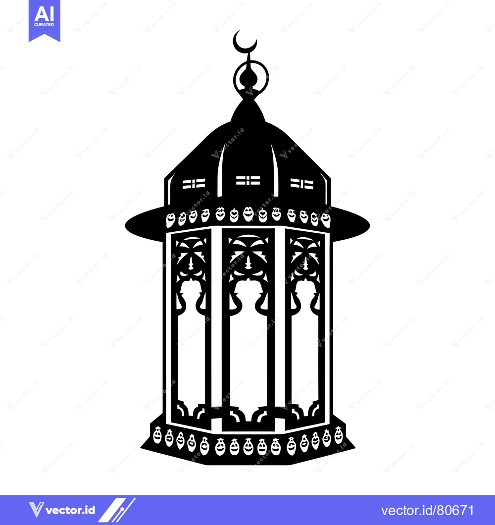 Premium Vector dari Ornate Black and White Silhouette of a Ramadan Lantern