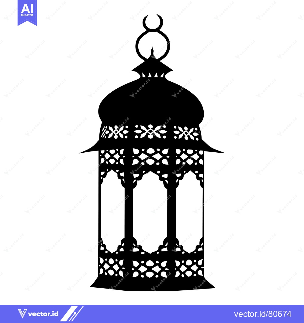Premium Vector of Ornate Black Silhouette of a Traditional Ramadan Lantern