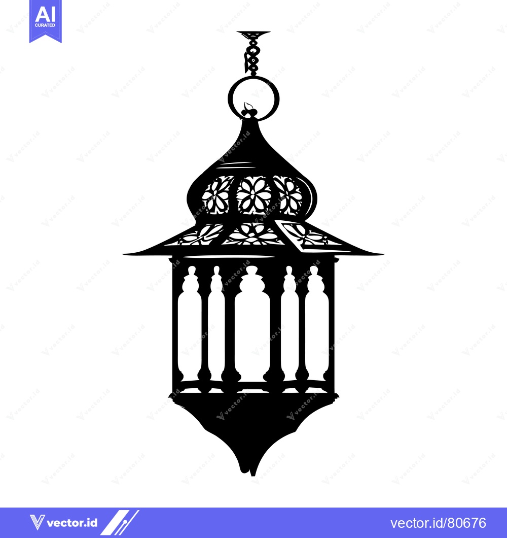 Premium Vector dari Ornate Hanging Lantern with Intricate Floral Designs