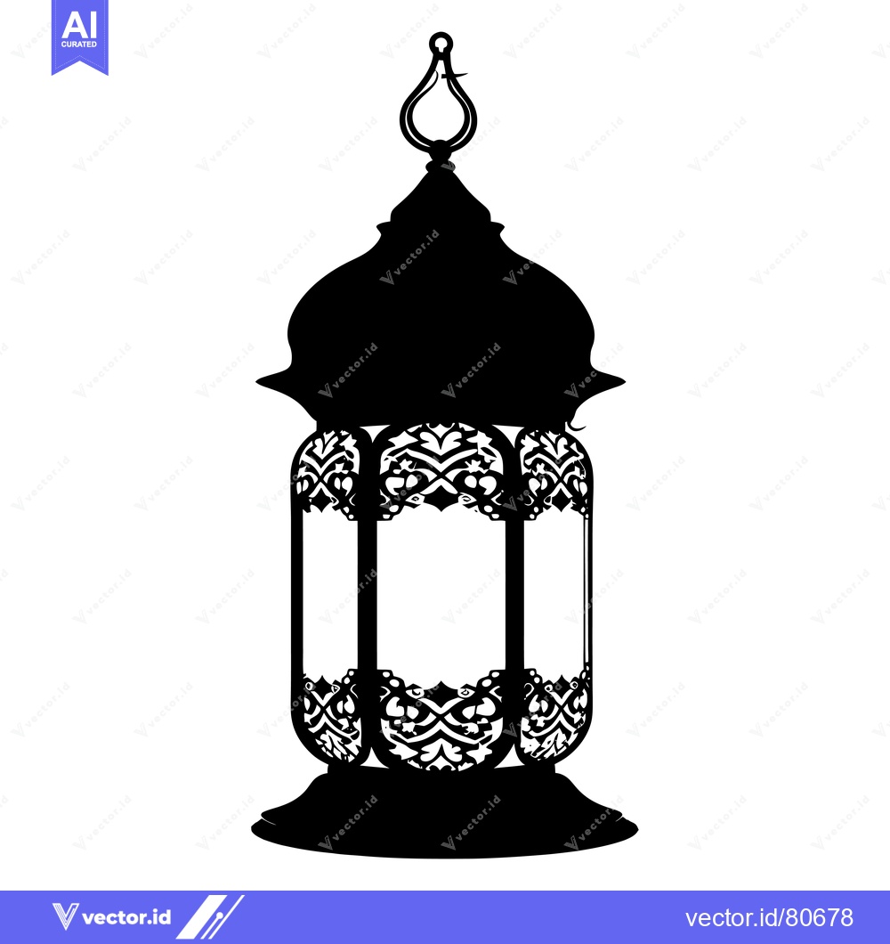 Premium Vector of Ornate Black Silhouette of a Traditional Ramadan Lantern