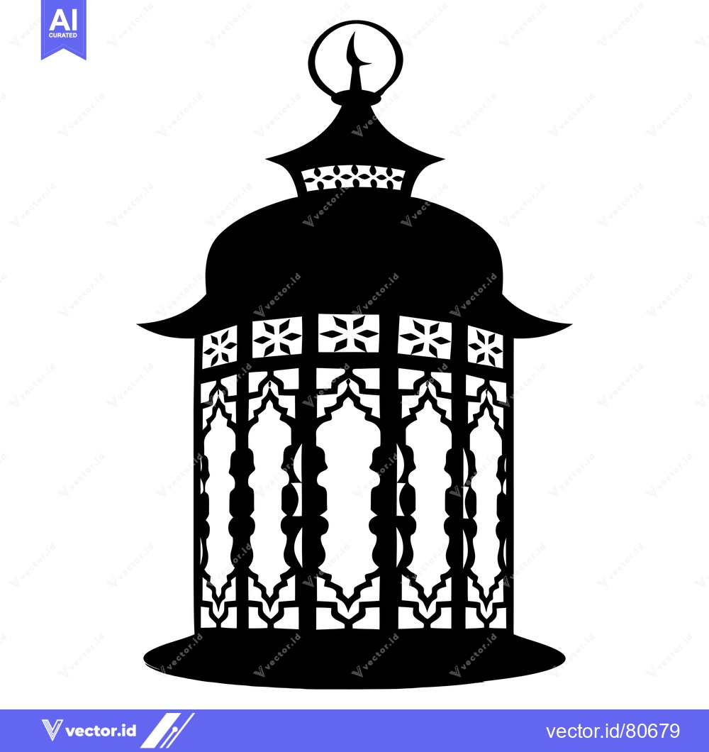 Premium Vector dari Ornate Islamic Lantern with a Crescent Moon Top