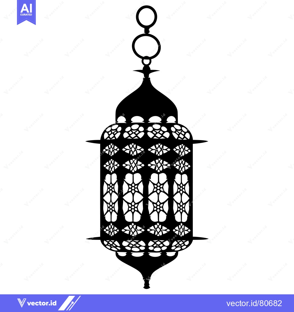 Premium Vector of Ornate Black and White Silhouette of an Islamic Lantern