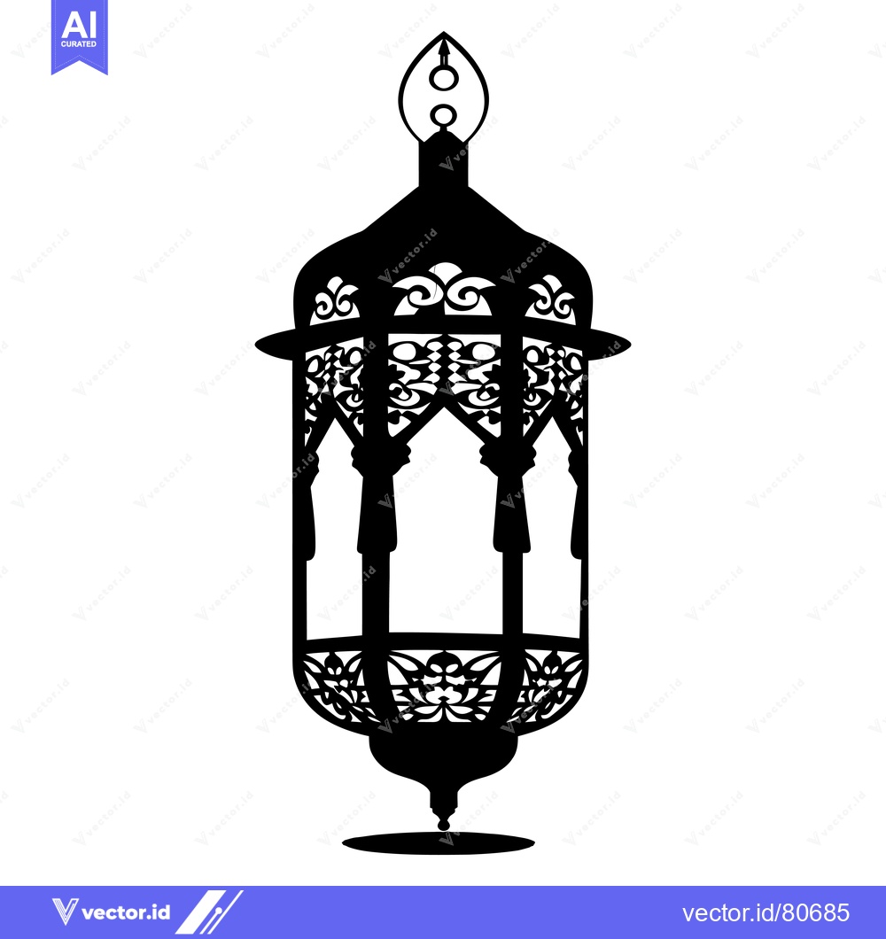 Premium Vector dari Ornate Silhouette of a Hanging Lantern with Intricate Details