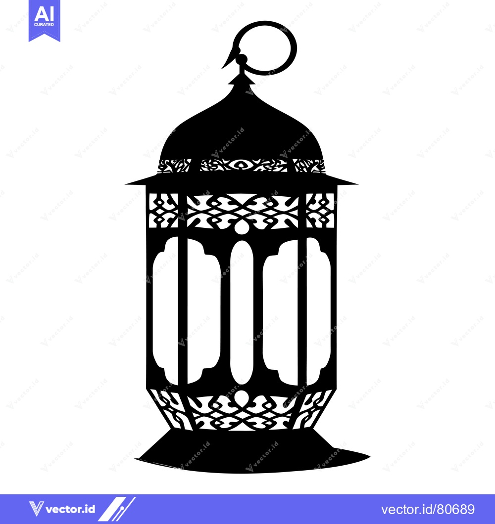 Premium Vector dari Ornamental Black and White Lantern with a Handle