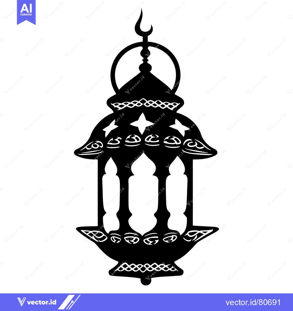 Premium Vector dari Ornate Black and White Silhouette of a Ramadan Lantern