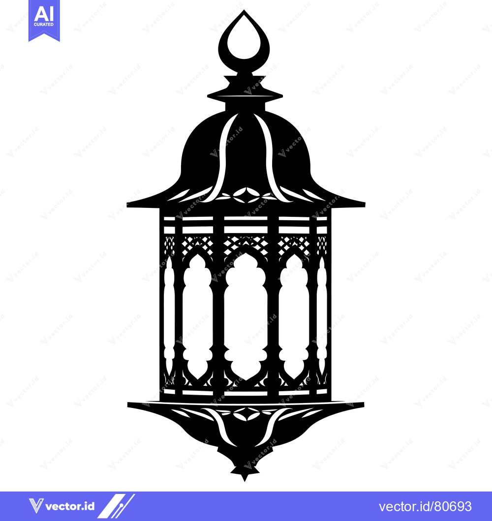 Premium Vector dari Ornate Black and White Silhouette of a Hanging Lantern