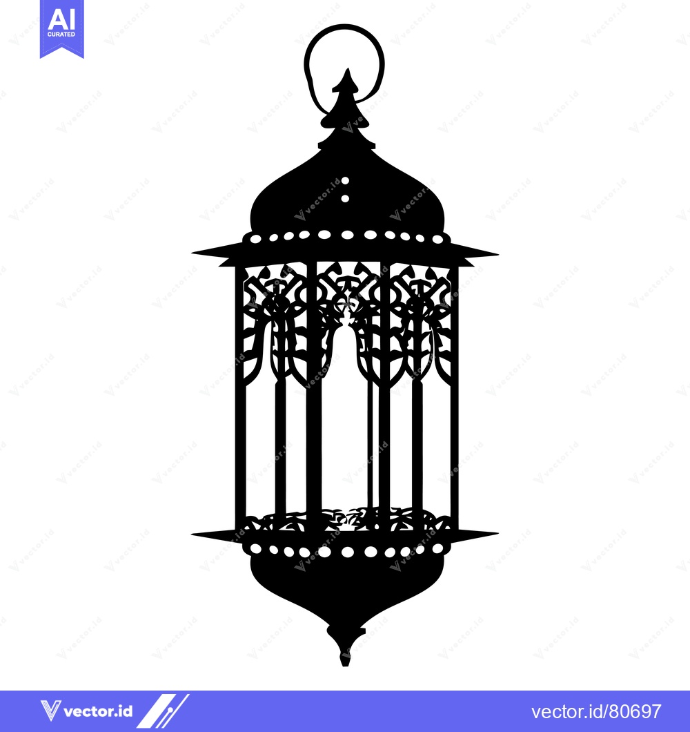 Premium Vector dari Ornate Black Silhouette of a Hanging Lantern