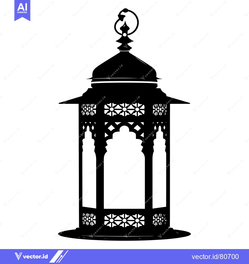 Premium Vector of Ornate Black Silhouette of a Ramadan Lantern