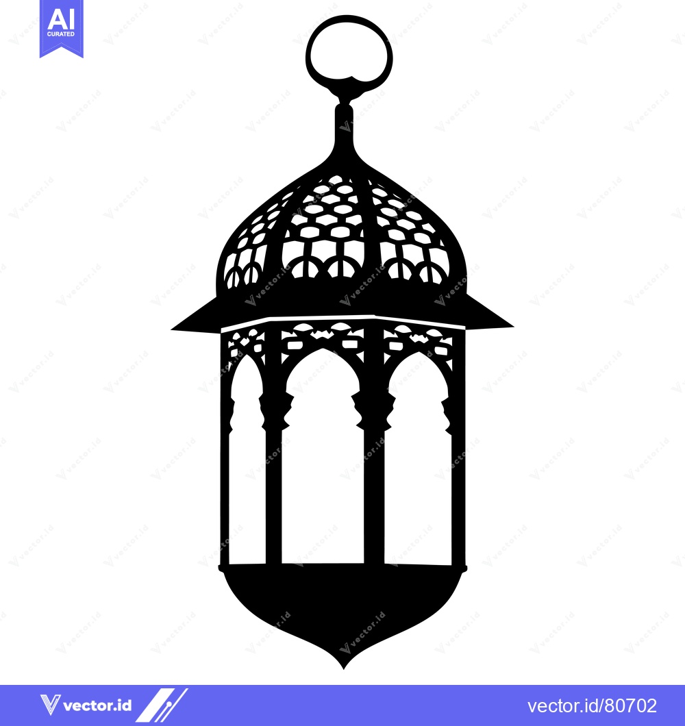 Premium Vector dari Black Silhouette of an Ornate Islamic Lantern