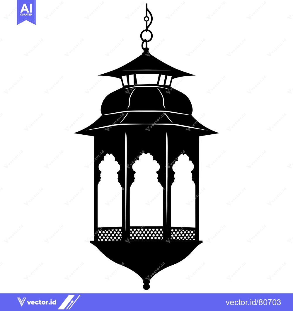 Premium Vector of Ornate Hanging Lantern with Three Arched Windows and a Lattice Bottom