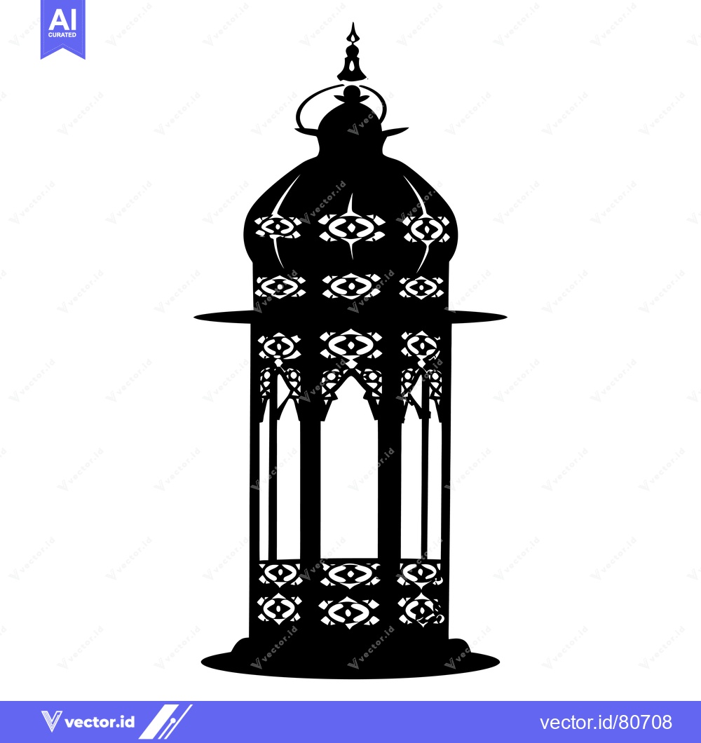 Premium Vector dari Ornate Black and White Silhouette of a Moroccan Lantern
