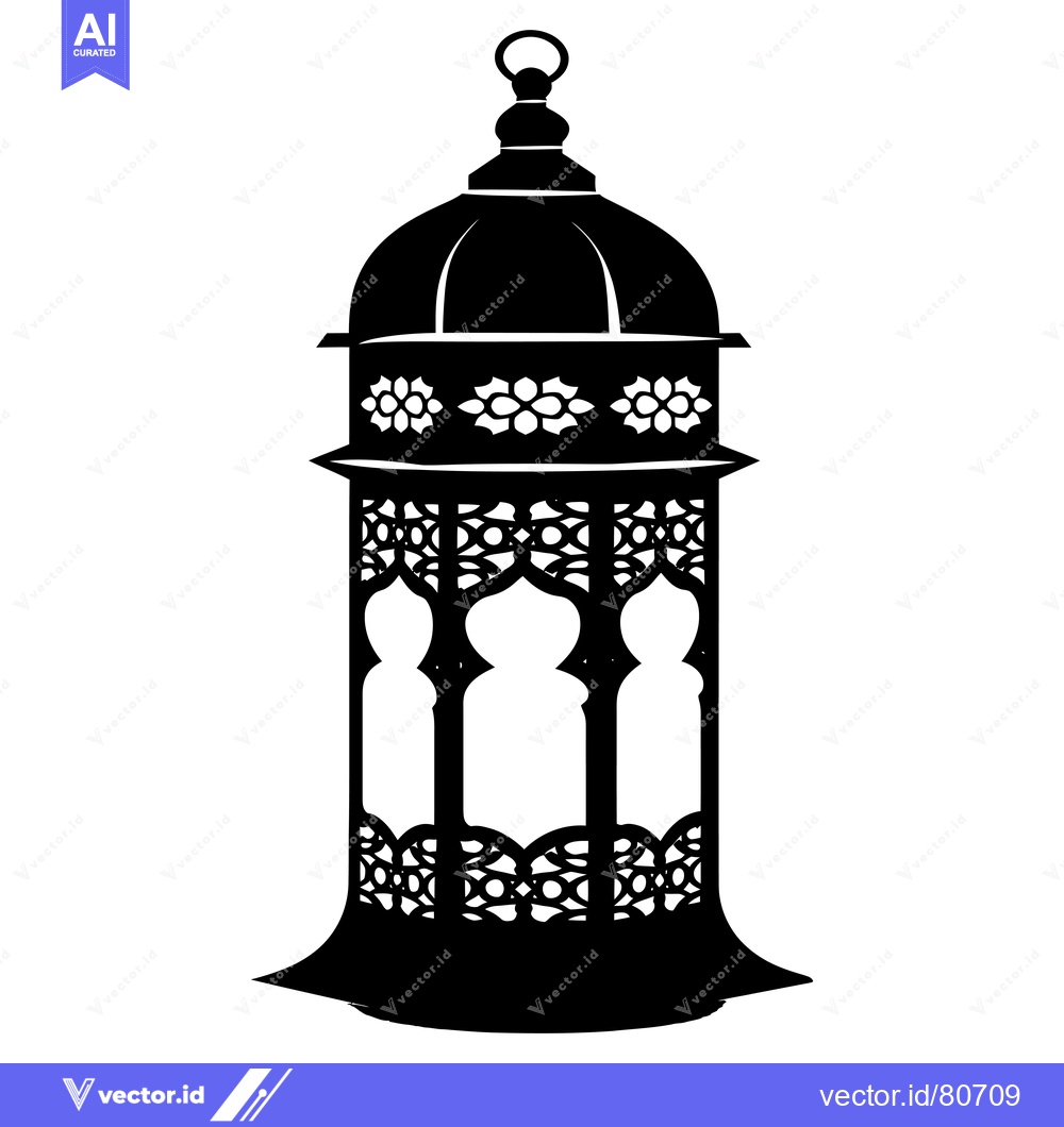 Premium Vector dari Ornate Black Silhouette of an Islamic Lantern