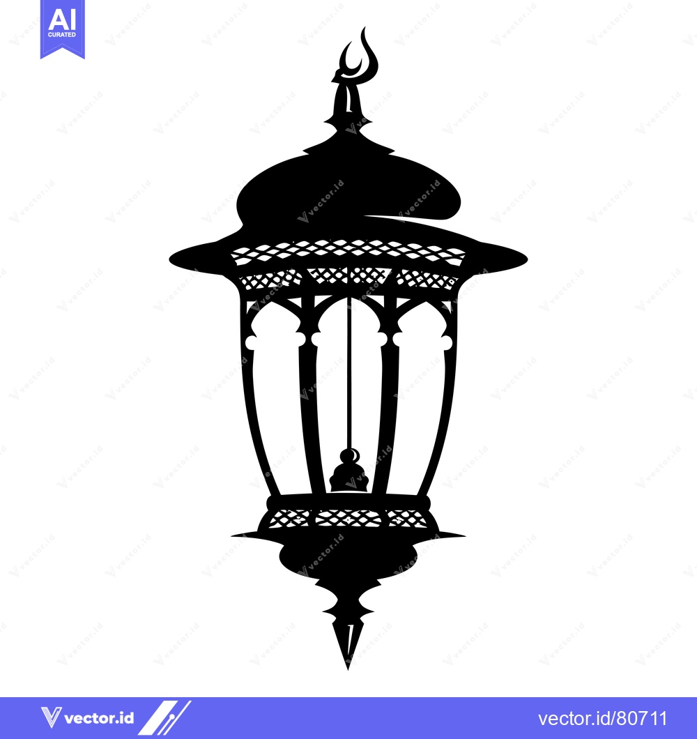 Premium Vector dari Ornate Black Silhouette of a Traditional Islamic Lantern