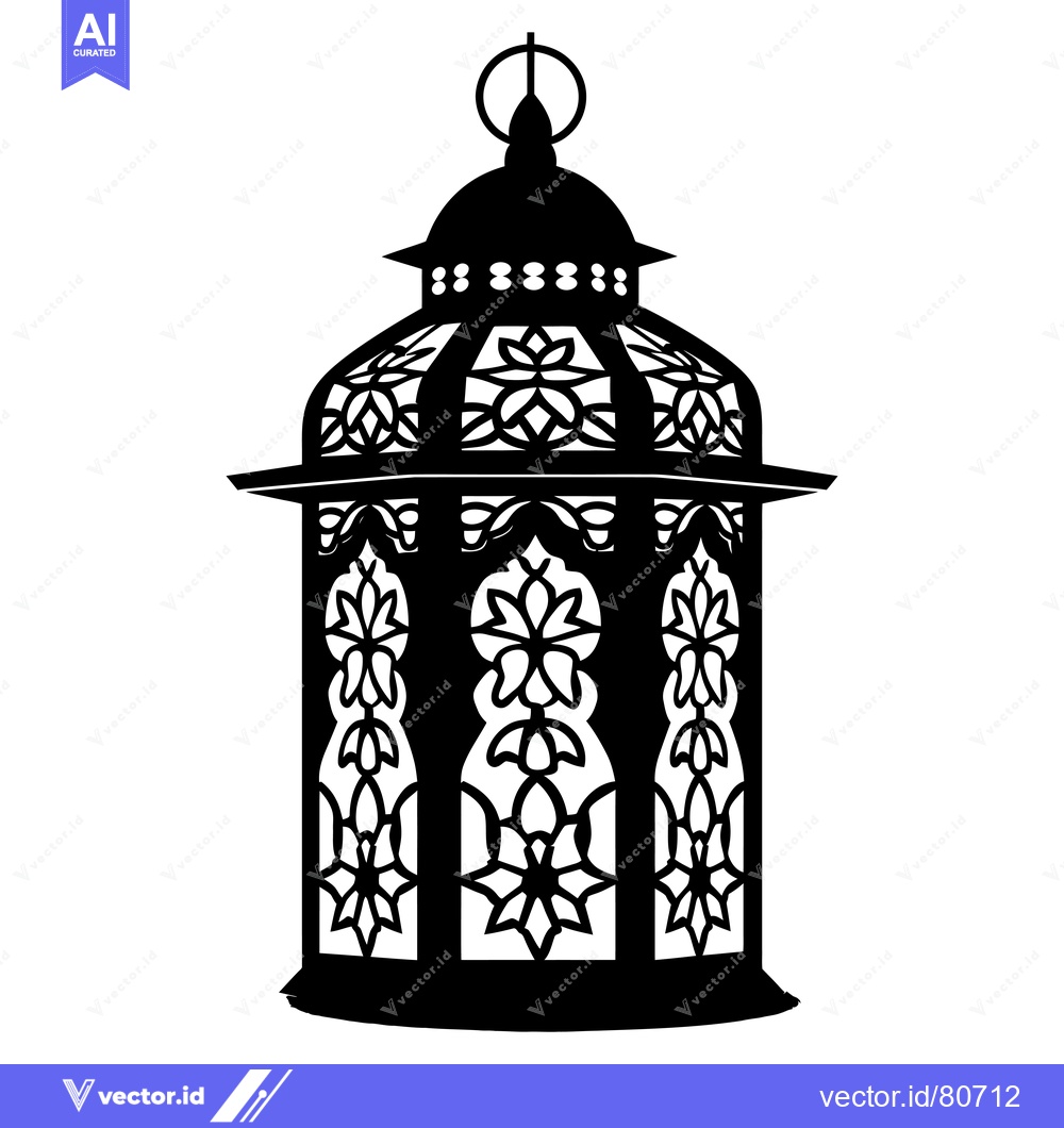 Premium Vector dari Ornate Black and White Islamic Lantern with Intricate Design