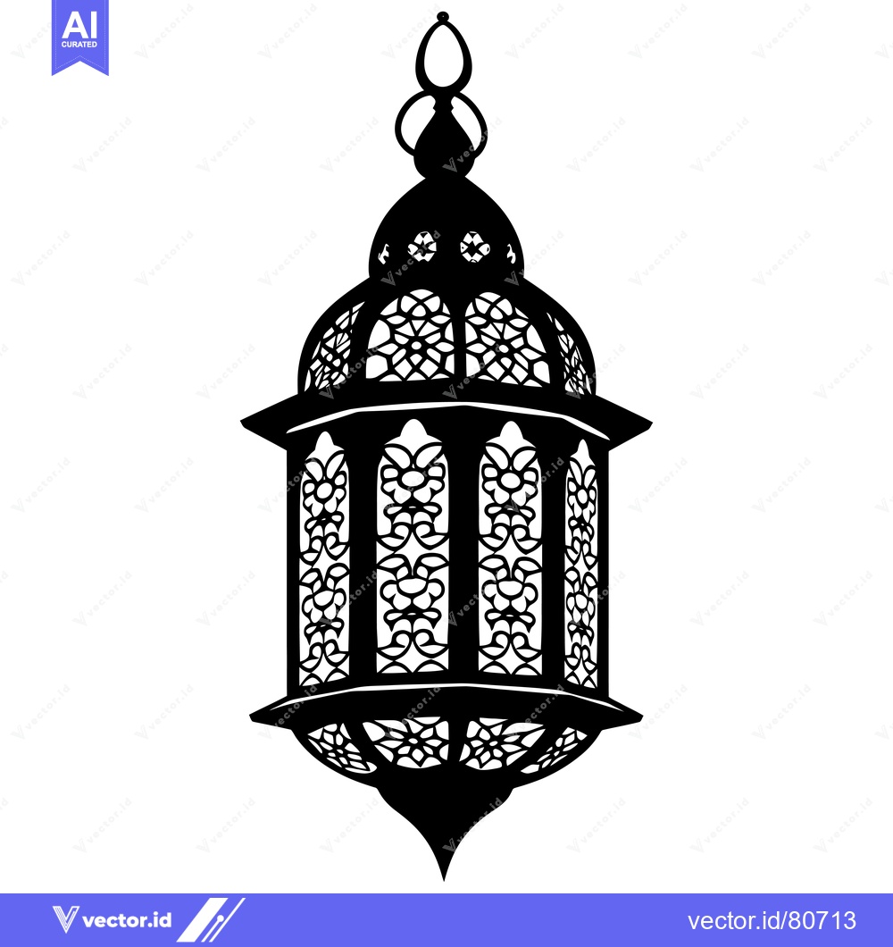 Premium Vector dari Ornate Black and White Hanging Lantern with Detailed Latticework