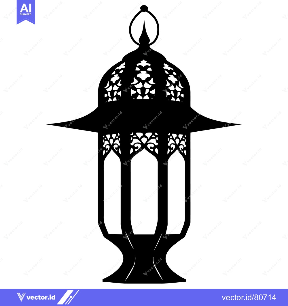 Premium Vector of Ornate Black Silhouette of a Traditional Middle Eastern Lantern