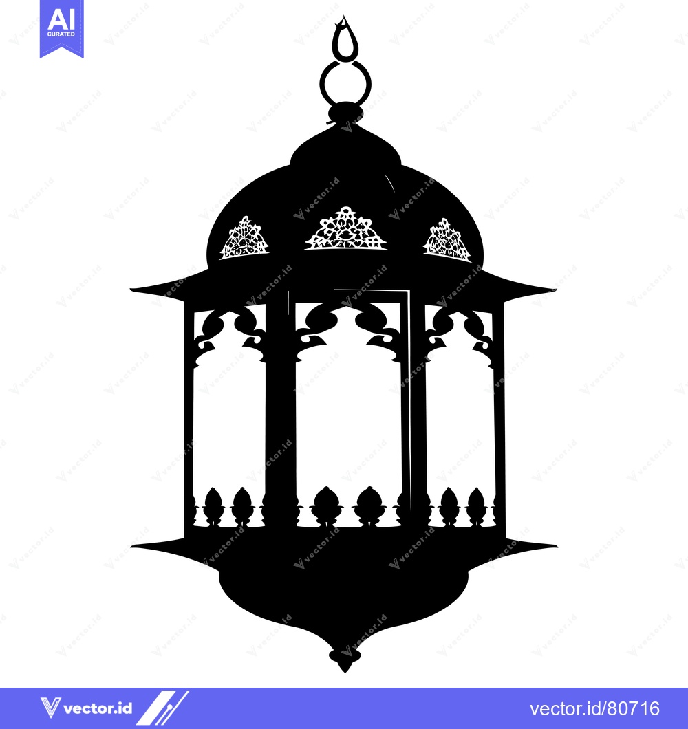 Premium Vector dari Ornate Silhouette of a Hanging Lantern with Intricate Details